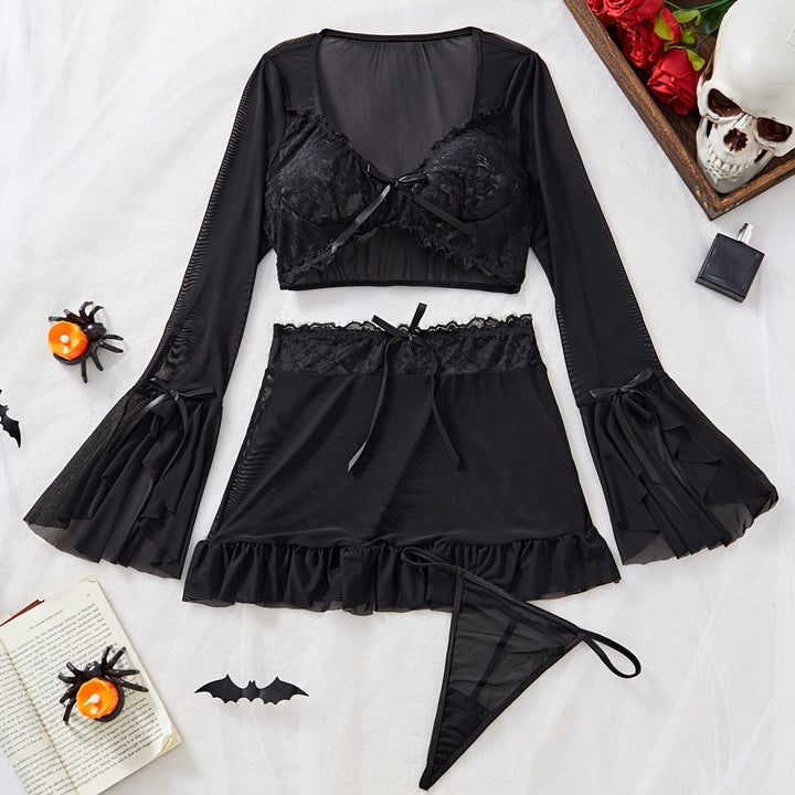 Lace sexy bikini three-piece set