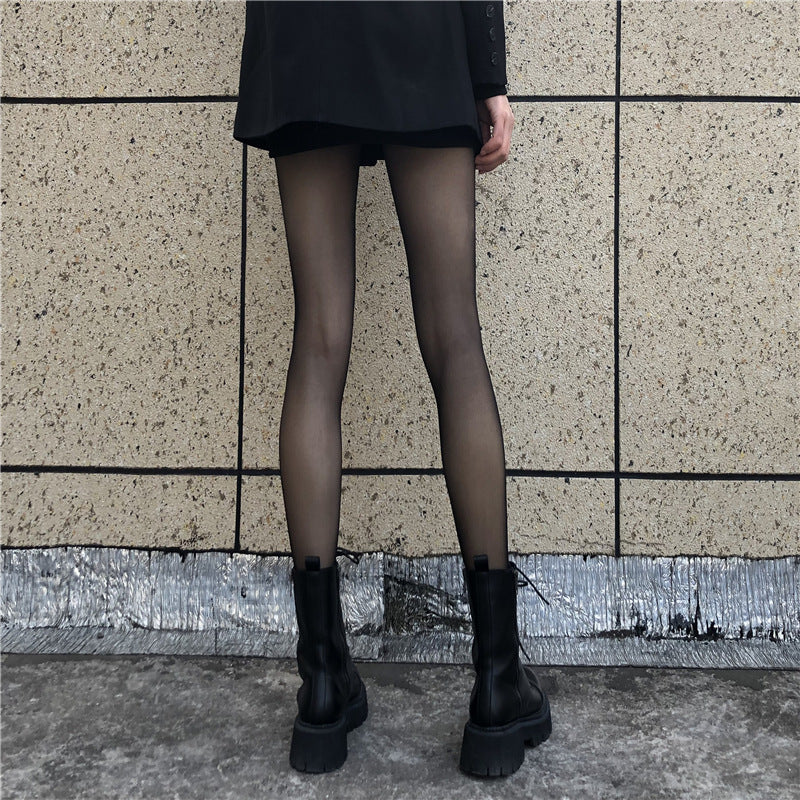 Thin Alphabet Black Stockings