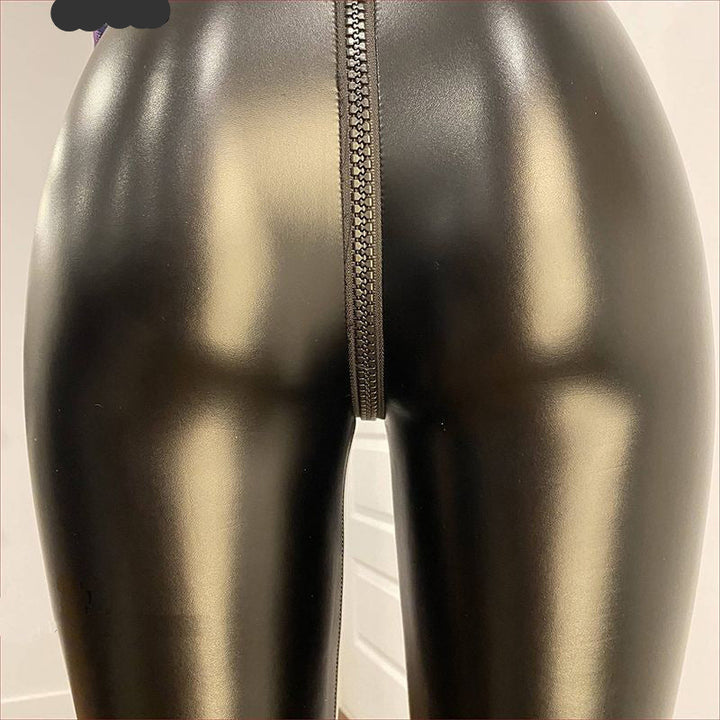 pu leather zipper high waisted leather pants