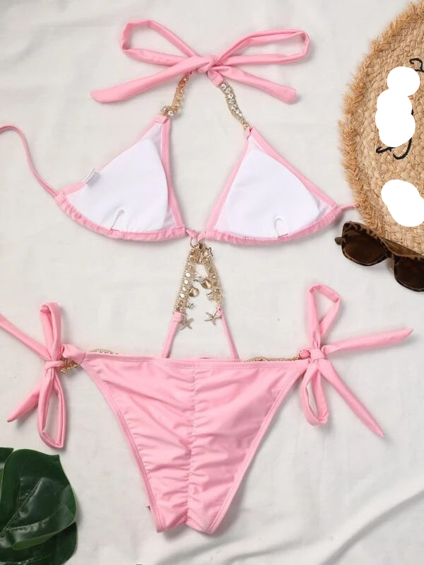Lace-up bikini swimsuit