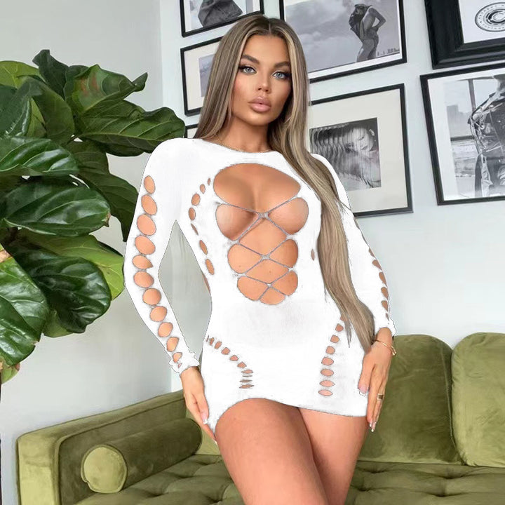 Cutout Mesh Long Sleeve Tights