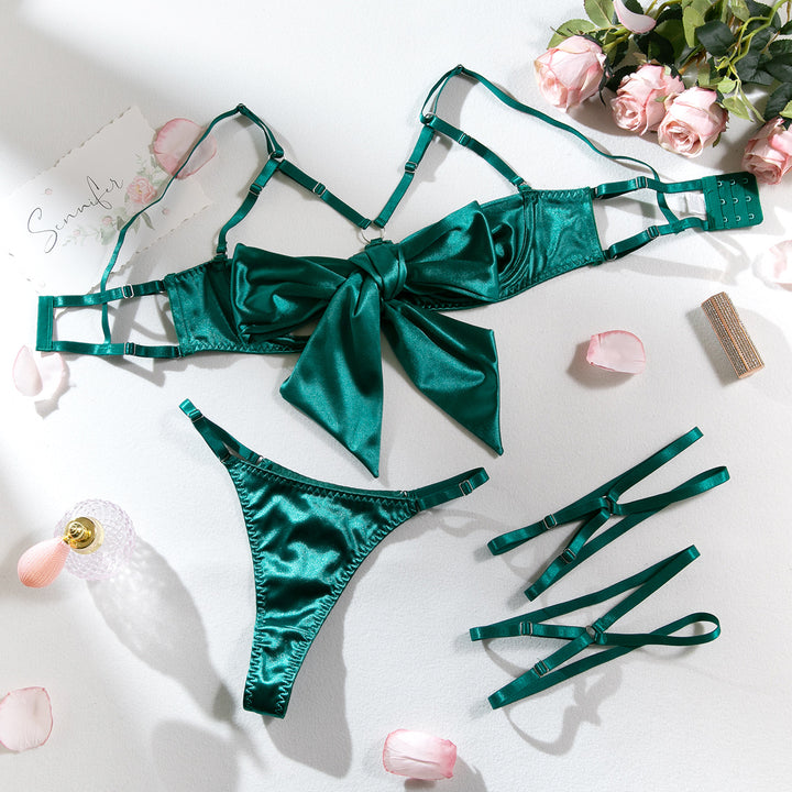 Steel ring cut-out satin underwear