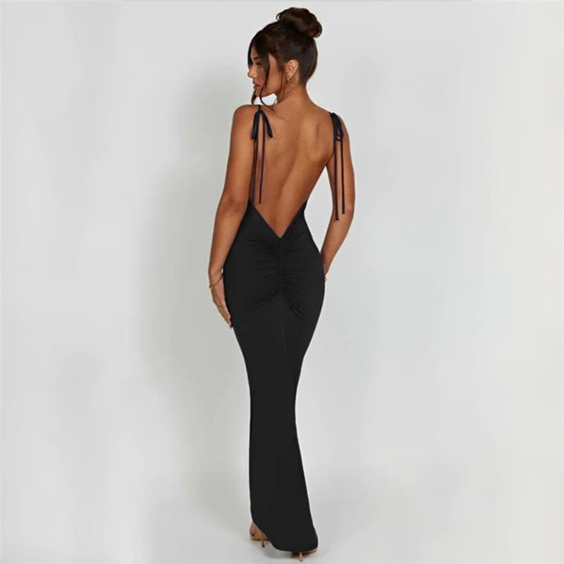 Backless Strappy Slimming Dress