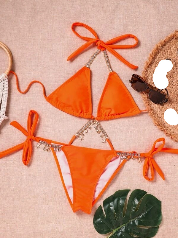 Lace-up bikini swimsuit