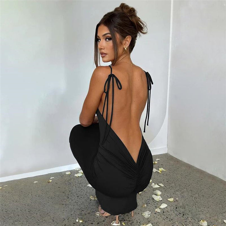 Backless Strappy Slimming Dress