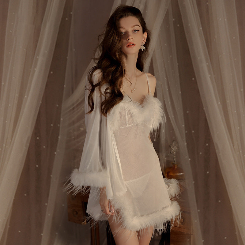 Gauze Halter Nightgown Robe Uniform