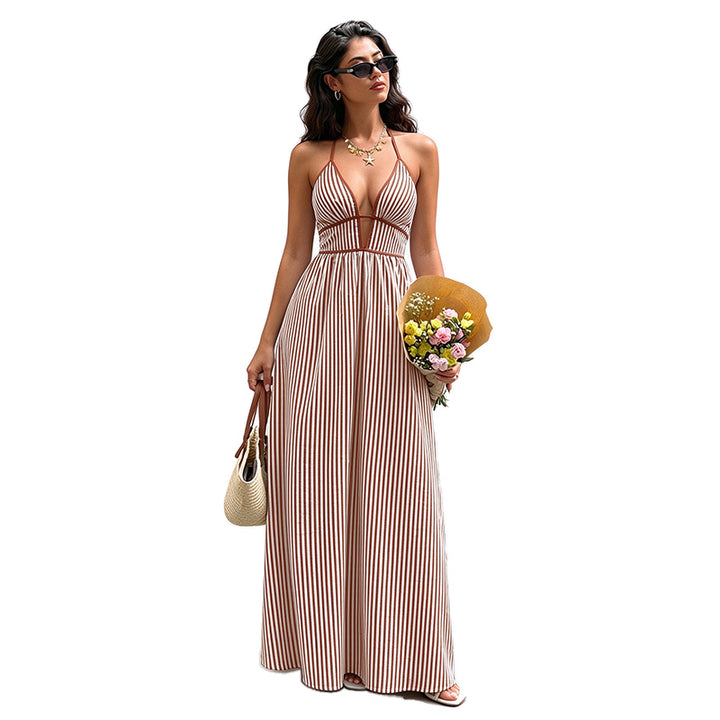Striped Halter Maxi Dress
