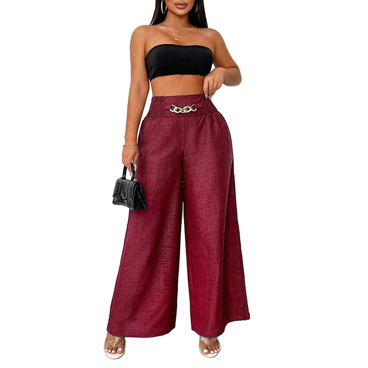 Chain Detail Wide Leg Pants