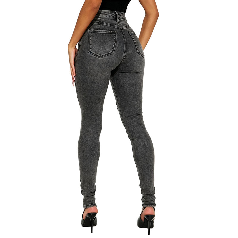High Waist Distressed Skinny Jeans