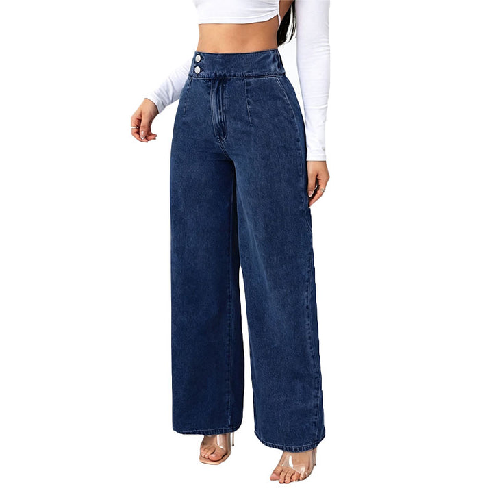 High Waist Wide Leg Denim Pants