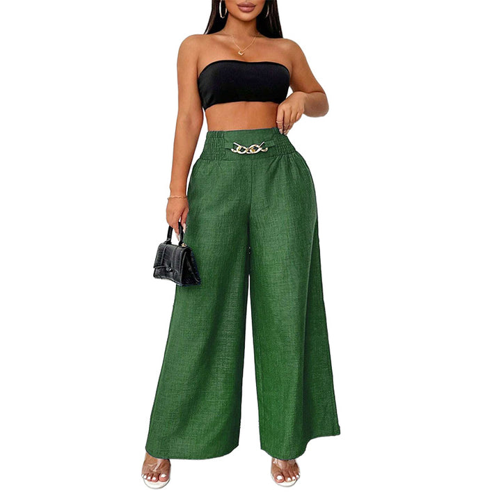 Chain Detail Wide Leg Pants