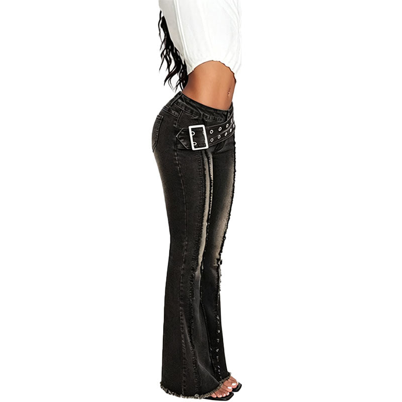 Statement Buckle Low Rise Jeans