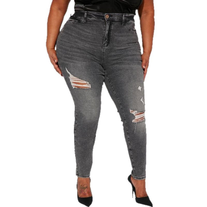 High Waist Distressed Skinny Jeans
