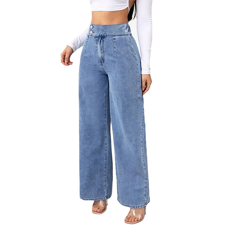 High Waist Wide Leg Denim Pants