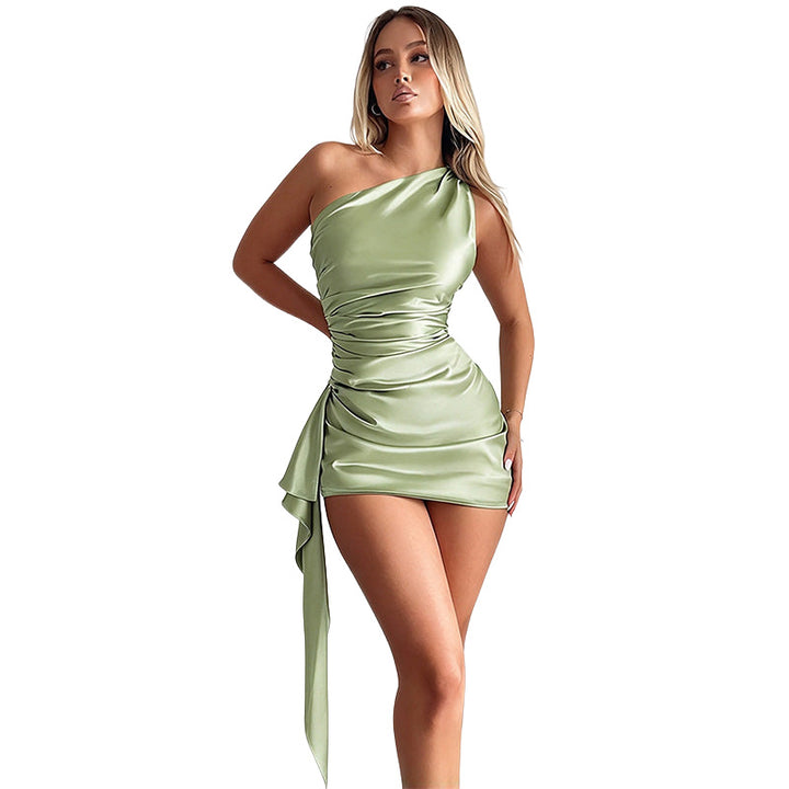 One-Shoulder Ruched Mini Dress