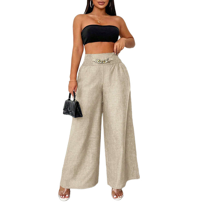 Chain Detail Wide Leg Pants