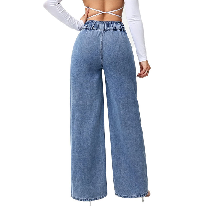 High Waist Wide Leg Denim Pants