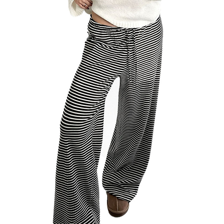 Striped Drawstring Wide Leg Pants