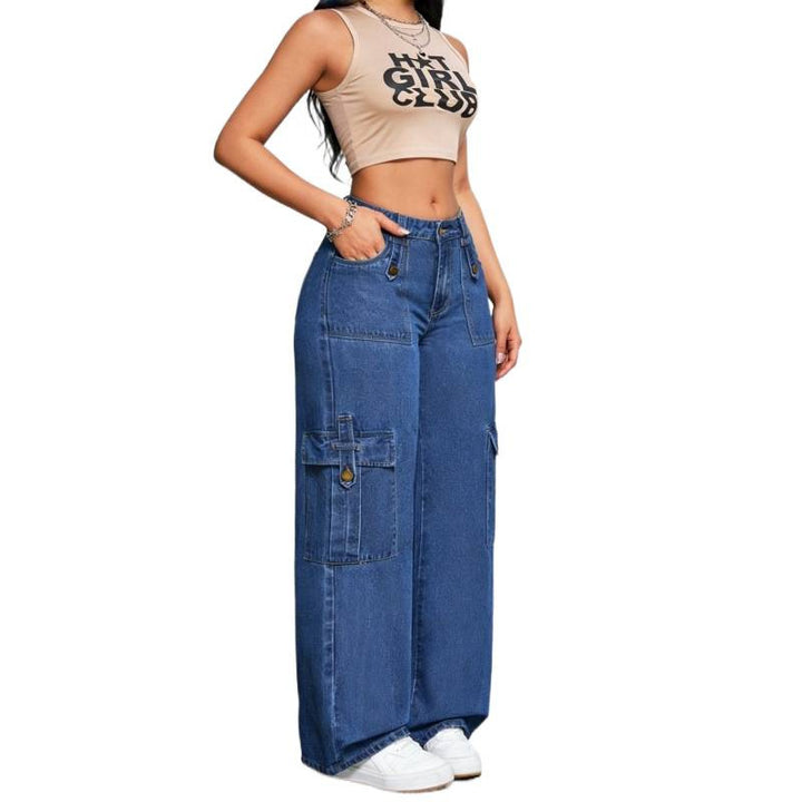 High Rise Cargo Wide Leg Jeans