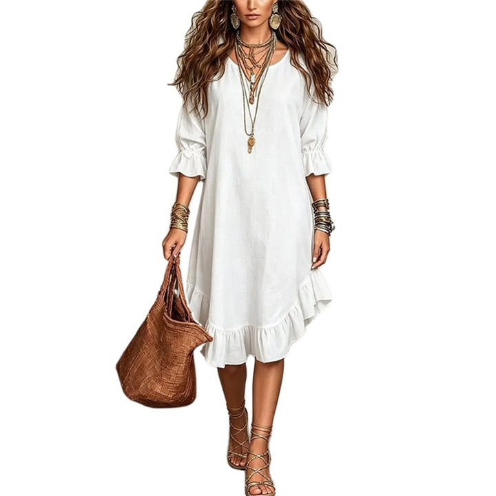 Boho Ruffle Sleeve Midi Dress