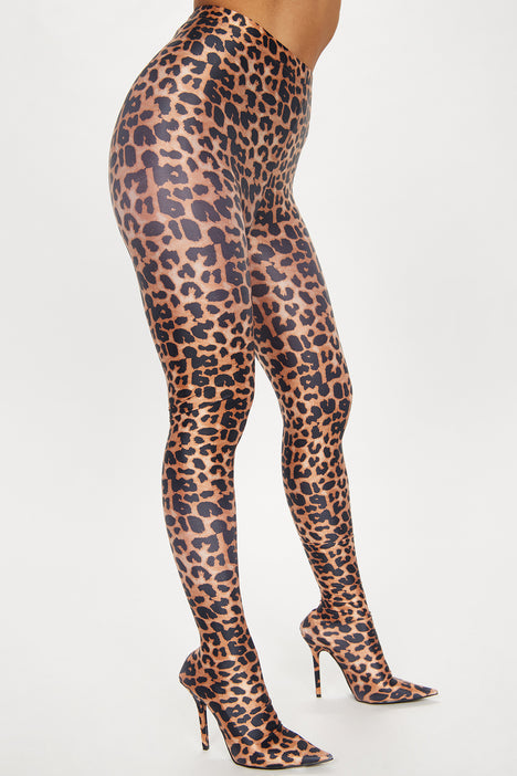 Leopard Multicolour Print Drawstring Slimming Hip Lifting Reflective High Waisted Pants Boots