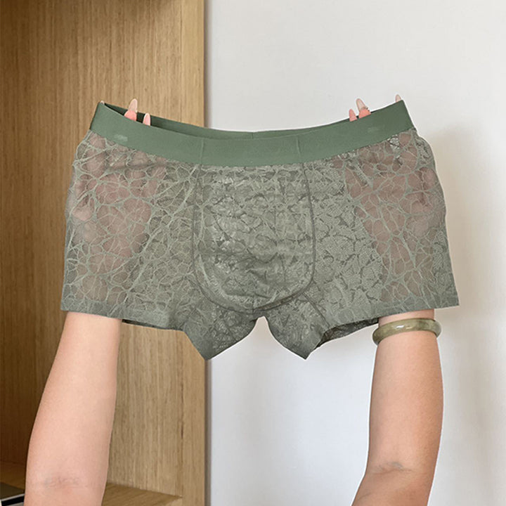 Men’s Sheer Lace Boxer Shorts