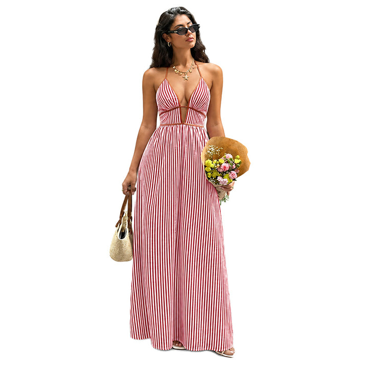 Striped Halter Maxi Dress