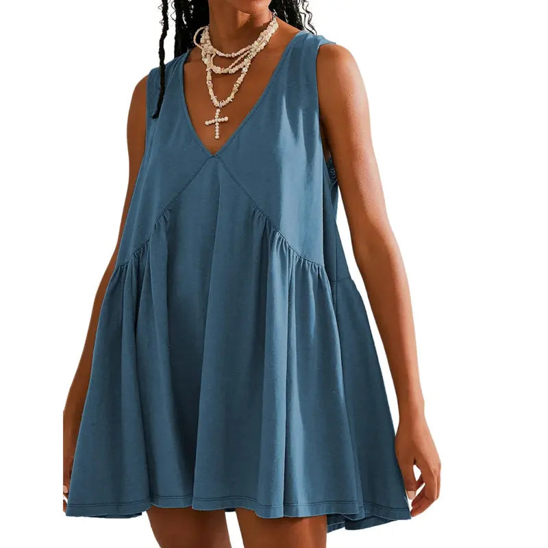 V Neck Flow Mini Dress
