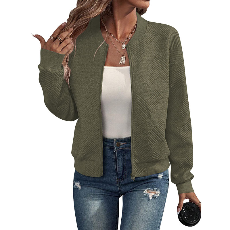 Textured Zip-Up Knit Jacket