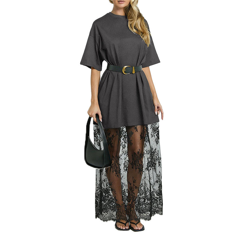Lace Hem T-Shirt Dress
