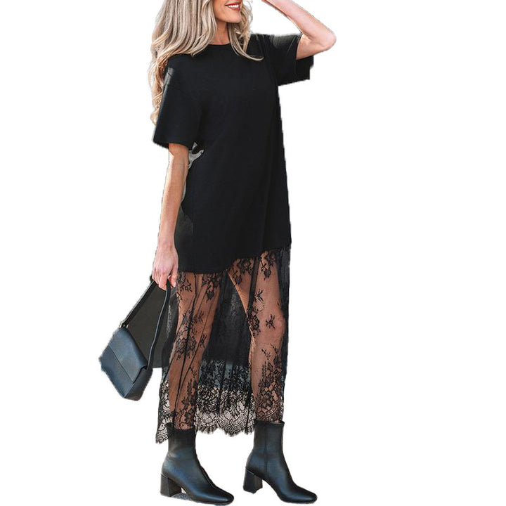 Lace Hem T-Shirt Dress