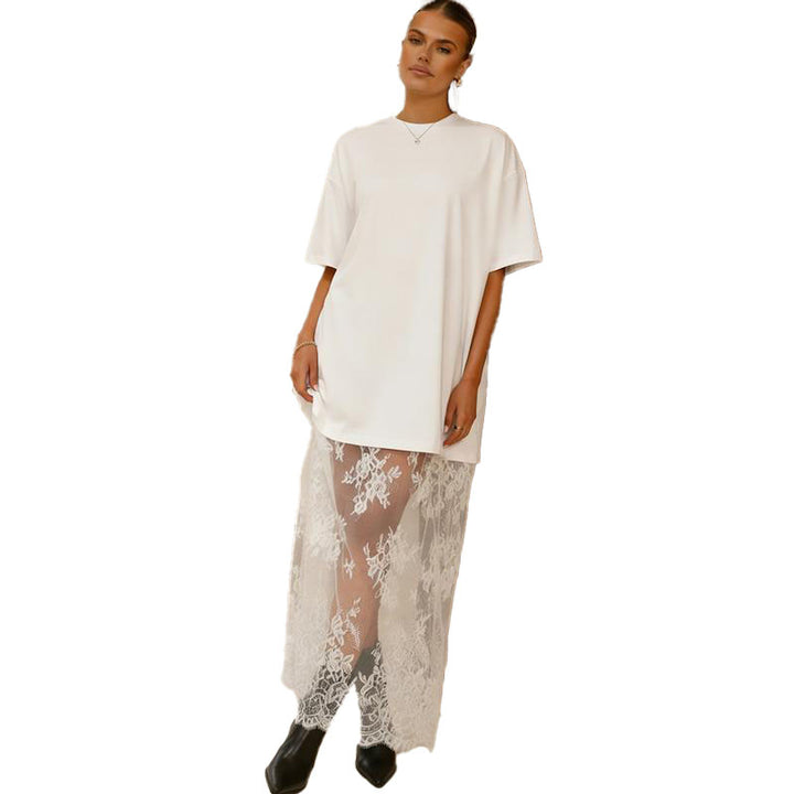 Lace Hem T-Shirt Dress