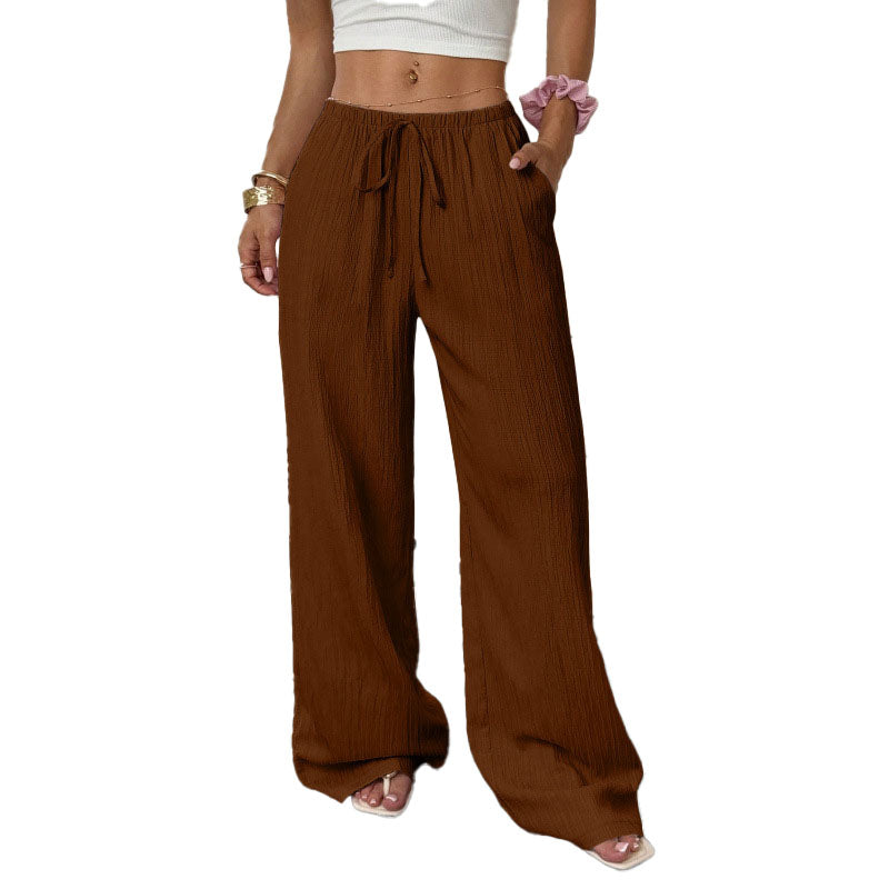 Relaxed Drawstring Wide Leg Pants