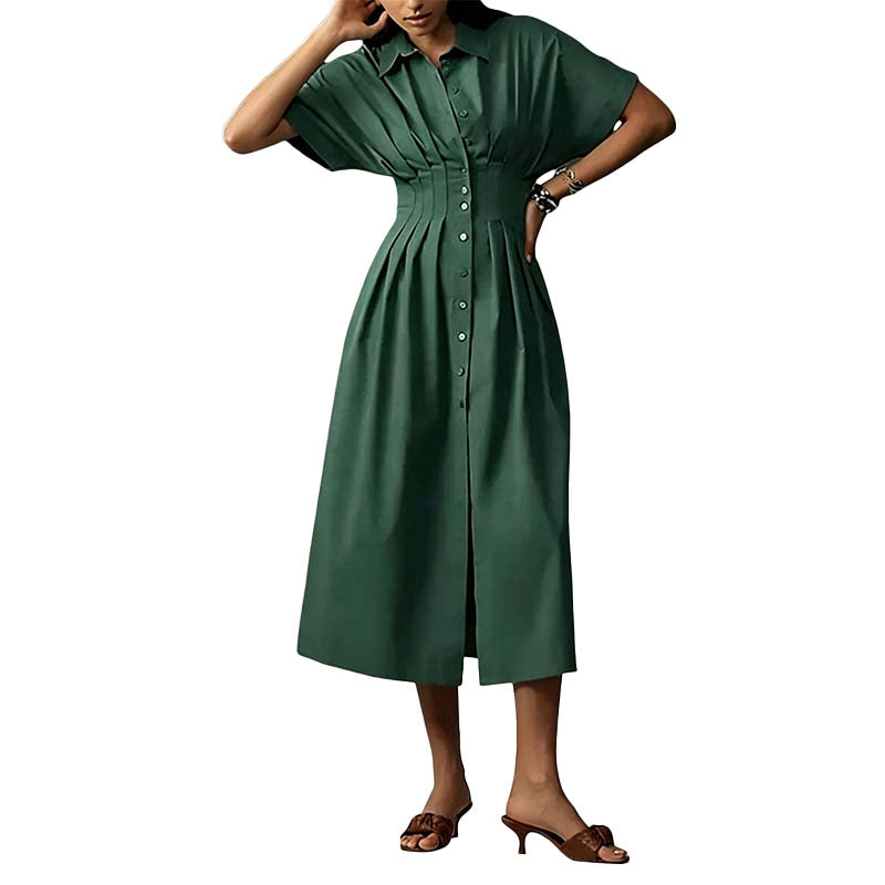 Button Front Midi Shirt Dress