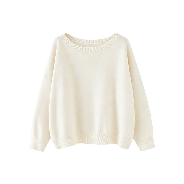 Relaxed Boat Neck Knit Sweater