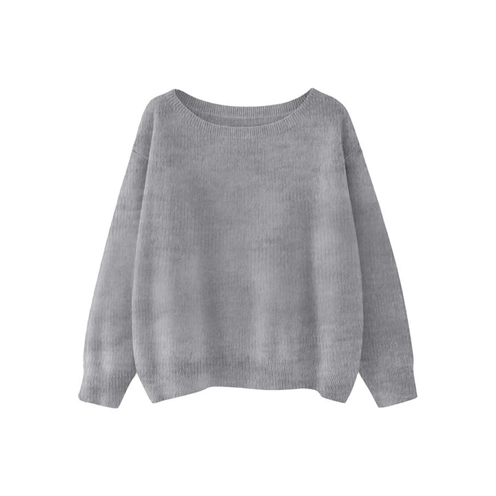 Relaxed Boat Neck Knit Sweater