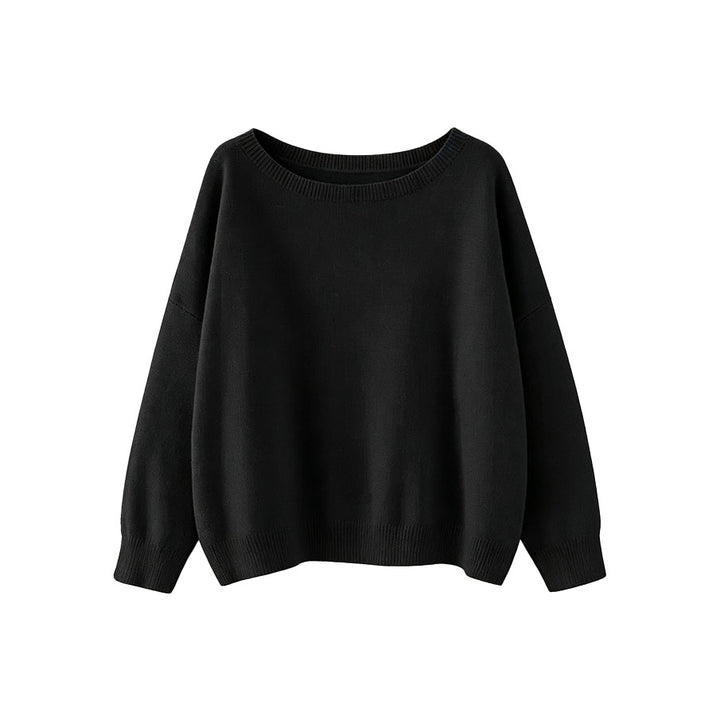 Relaxed Boat Neck Knit Sweater