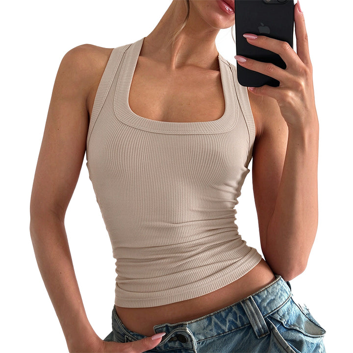 Ribbed Square Neck Tank Top