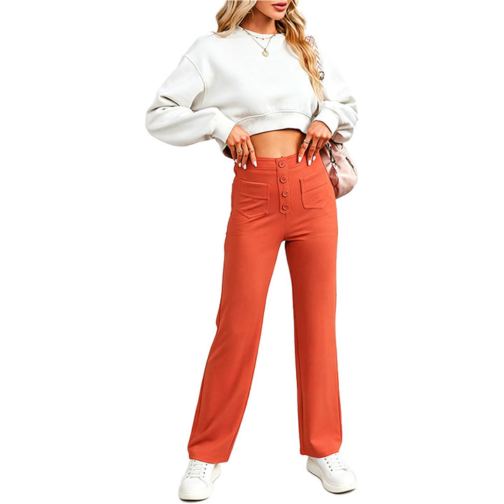 High Waist Button Front Pants