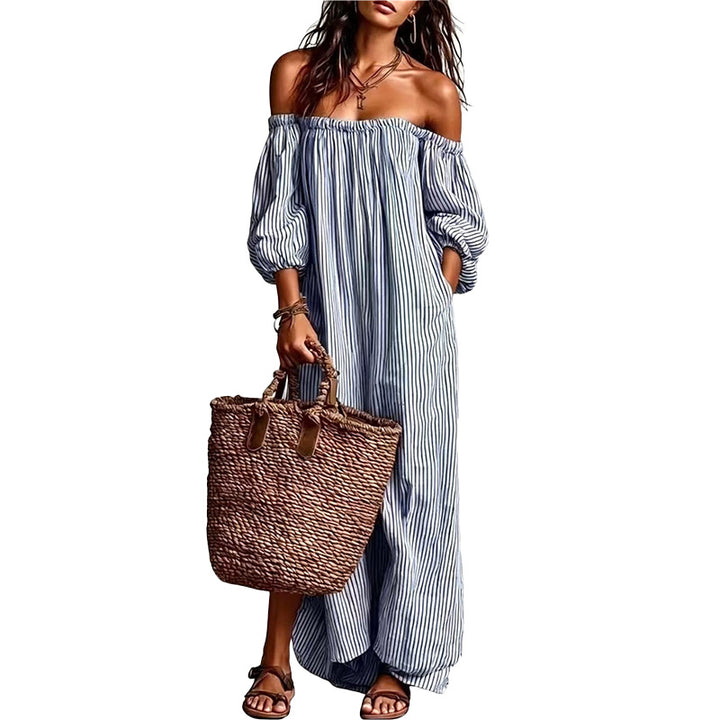 Striped Off Shoulder Maxi Dress