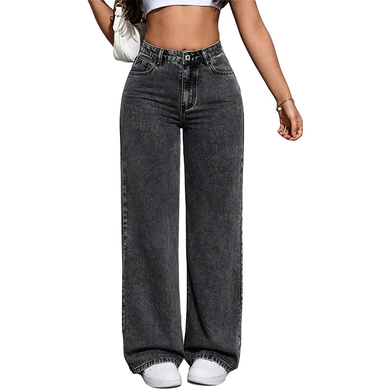Relaxed Straight Wide Leg Jeans