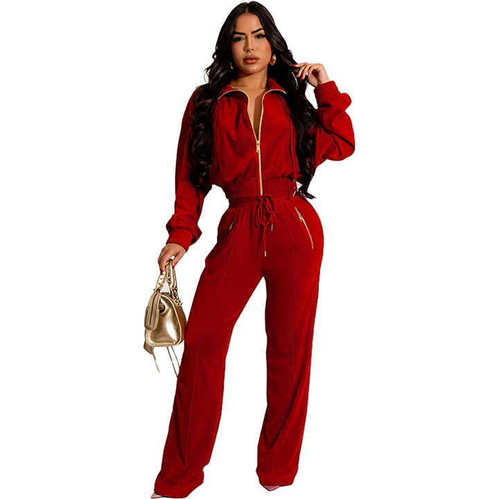Casual Zip-Up Two-Piece Outfit