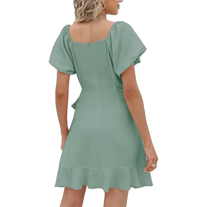 Square Neck Puff Sleeve Mini Dress