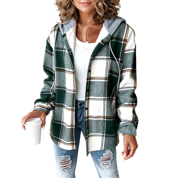 Plaid Hooded Button-Up Shacket