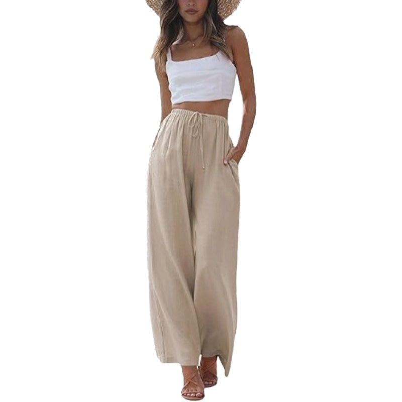 Linen Blend Wide Leg Pants