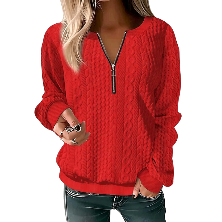 Cable Knit Zip Pullover