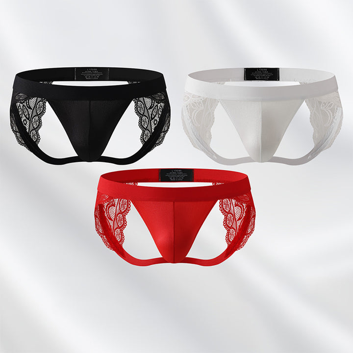 Men's Low-Rise Cutout Lace Thong