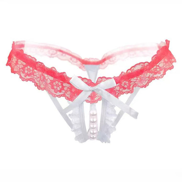 Lace Bow Pearl Detail Thong