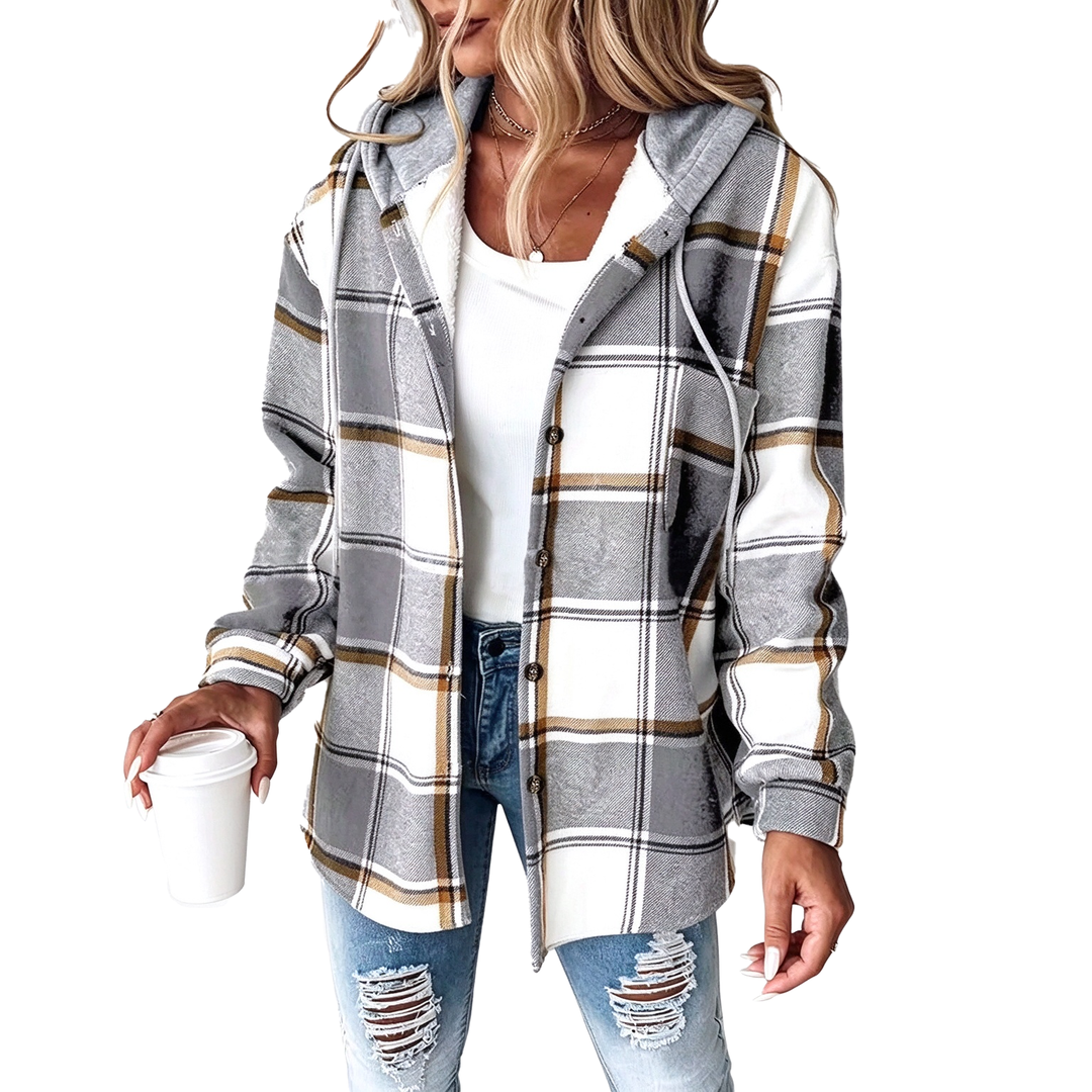 Plaid Hooded Button-Up Shacket