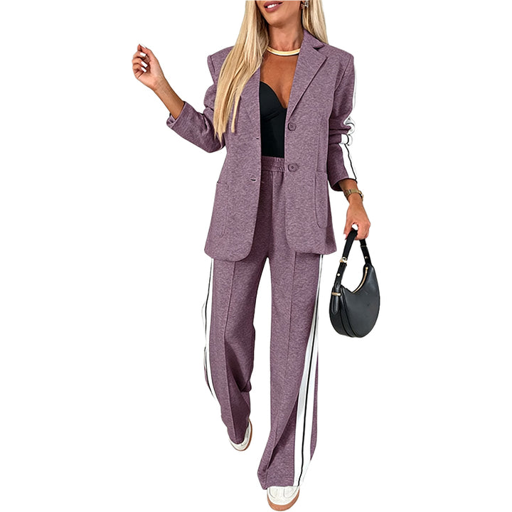 Contrast Stripe Blazer Set